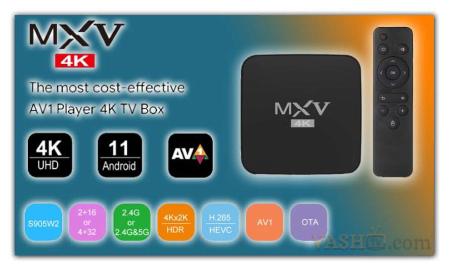 Android TV Box MXV 4K Android 11 на базе SoC S905W2 (AV1)